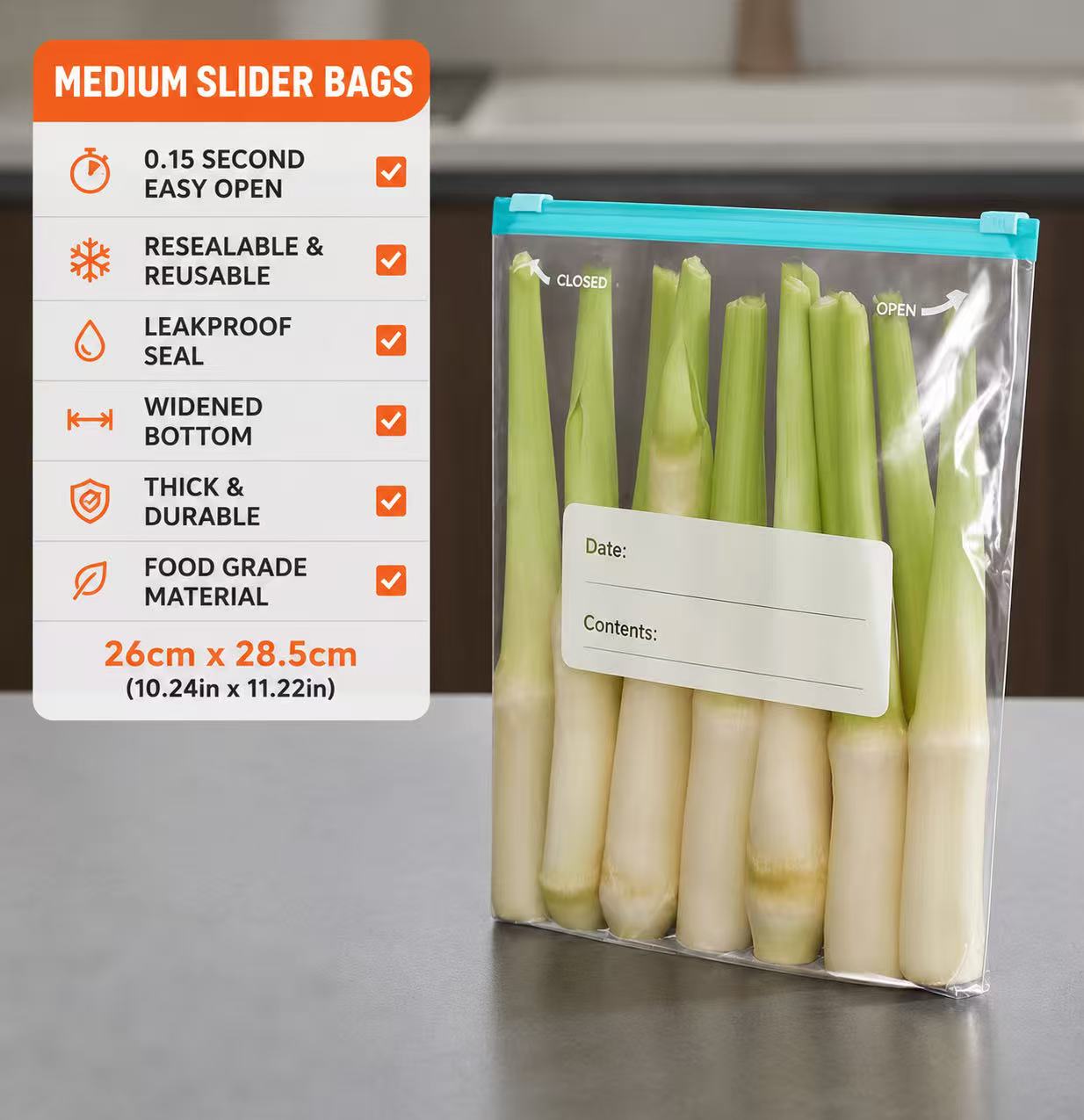 Reusable Food-Grade Zip-Top Storage Bags